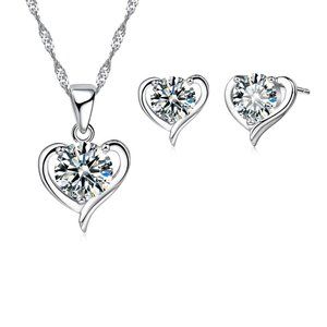 ❤️ Woman  925 Sterling Silver Earrings With Necklace Set Bundle